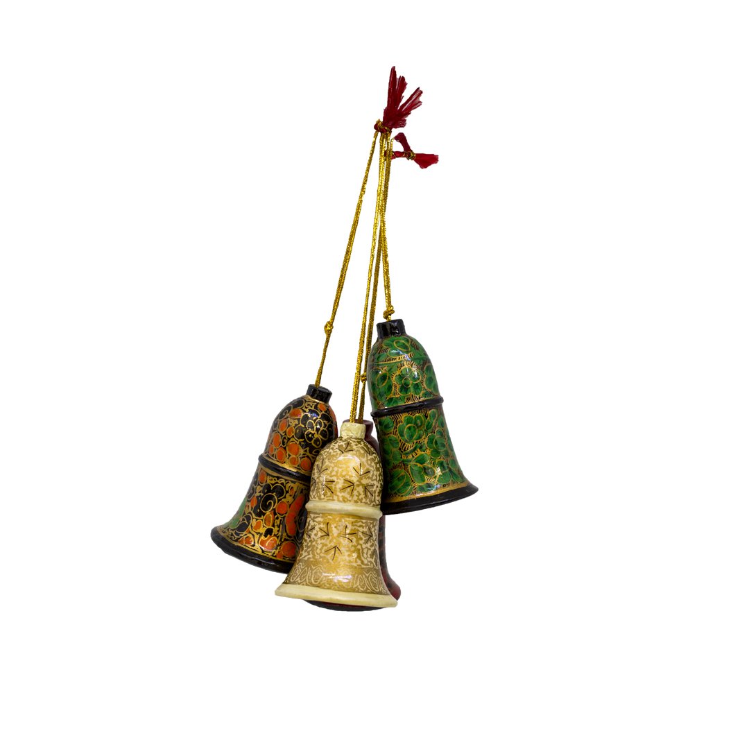 Hanging Bells Set of 4 - Classic Kashmiri Paper Mache - Image 4 thumbnail