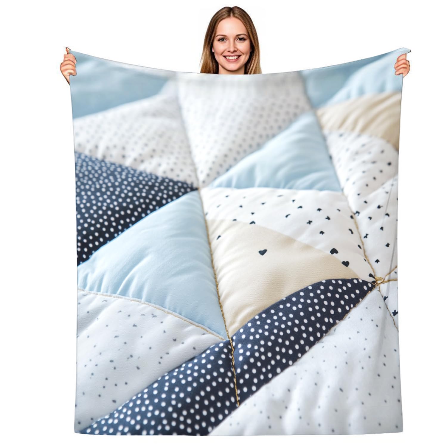 Plaid polaire flanelle 130x150 cm jeté de canapé couverture imprimé triangle