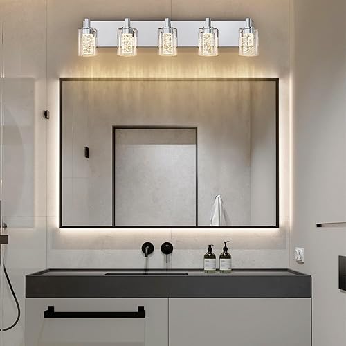 Miniatura 7 de SineRise Luz de tocador con 3 modos de color (3000K/4000K/6000K), lámpara de baño LED de protección ocular, lámpara de pared moderna regulable sobre