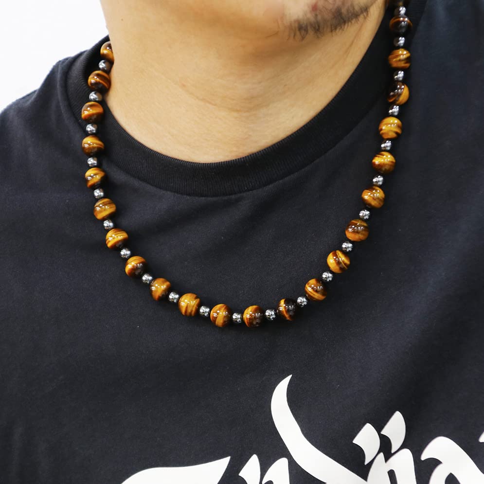 Miniatura 3 de Healing Crystal Black Obsidian Tiger Eye and Hematite Beads Necklace Triple Protection Necklace for Men Women
