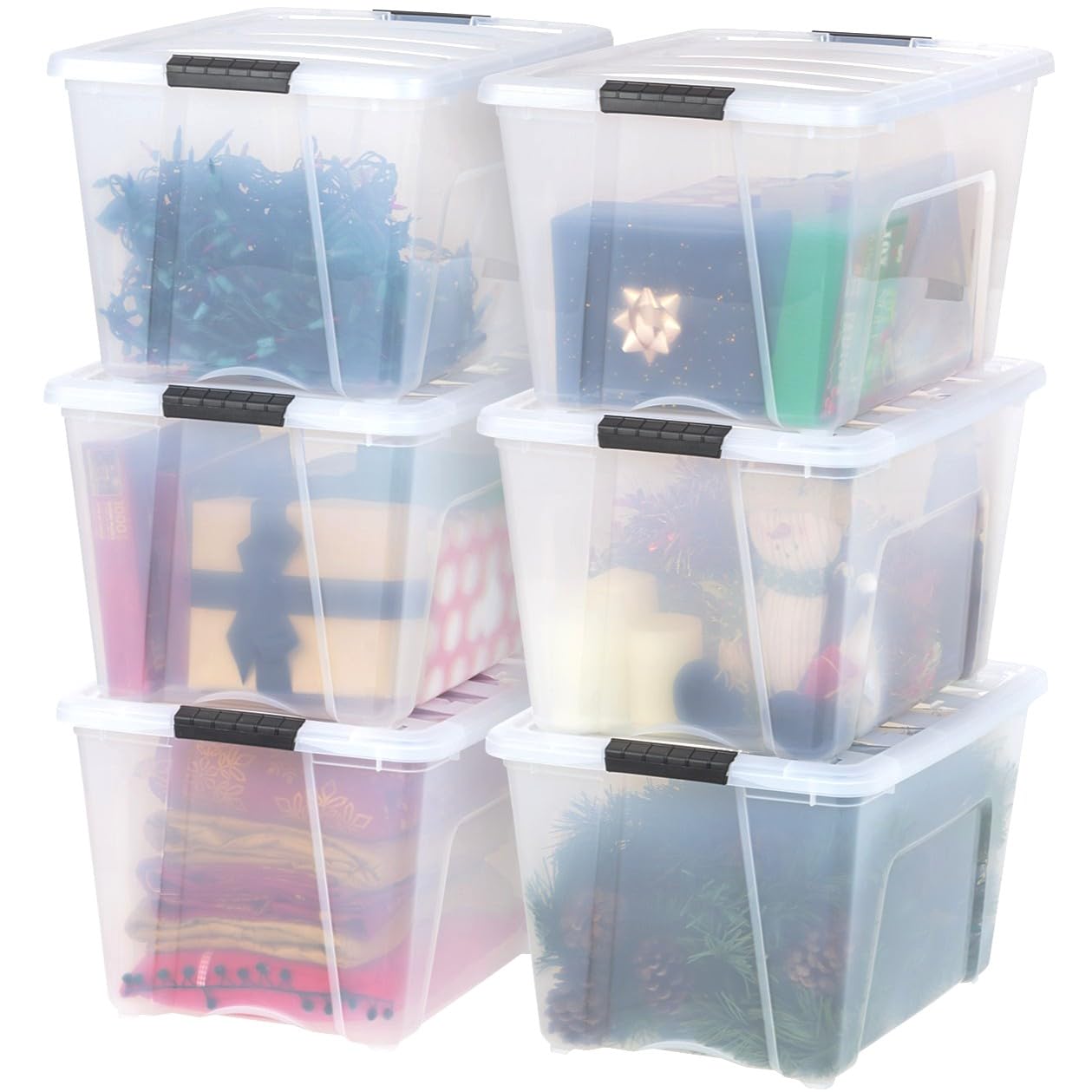 IRIS USA 54 Qt Stackable Plastic Storage Bins