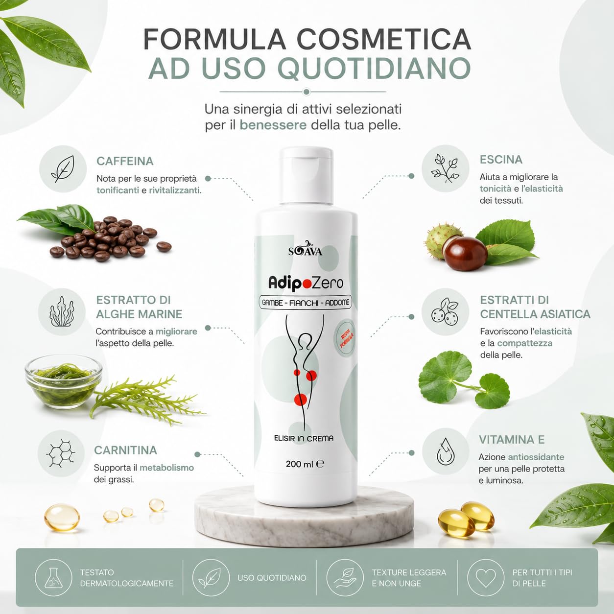 AdipoZero Crema Reductora Anticelulítica 800ml AlohaLabs | Efecto Tonificante y Reafirmante, Fórmula Drenante, Para Piernas, Glúteos y Abdomen, Textura Ligera