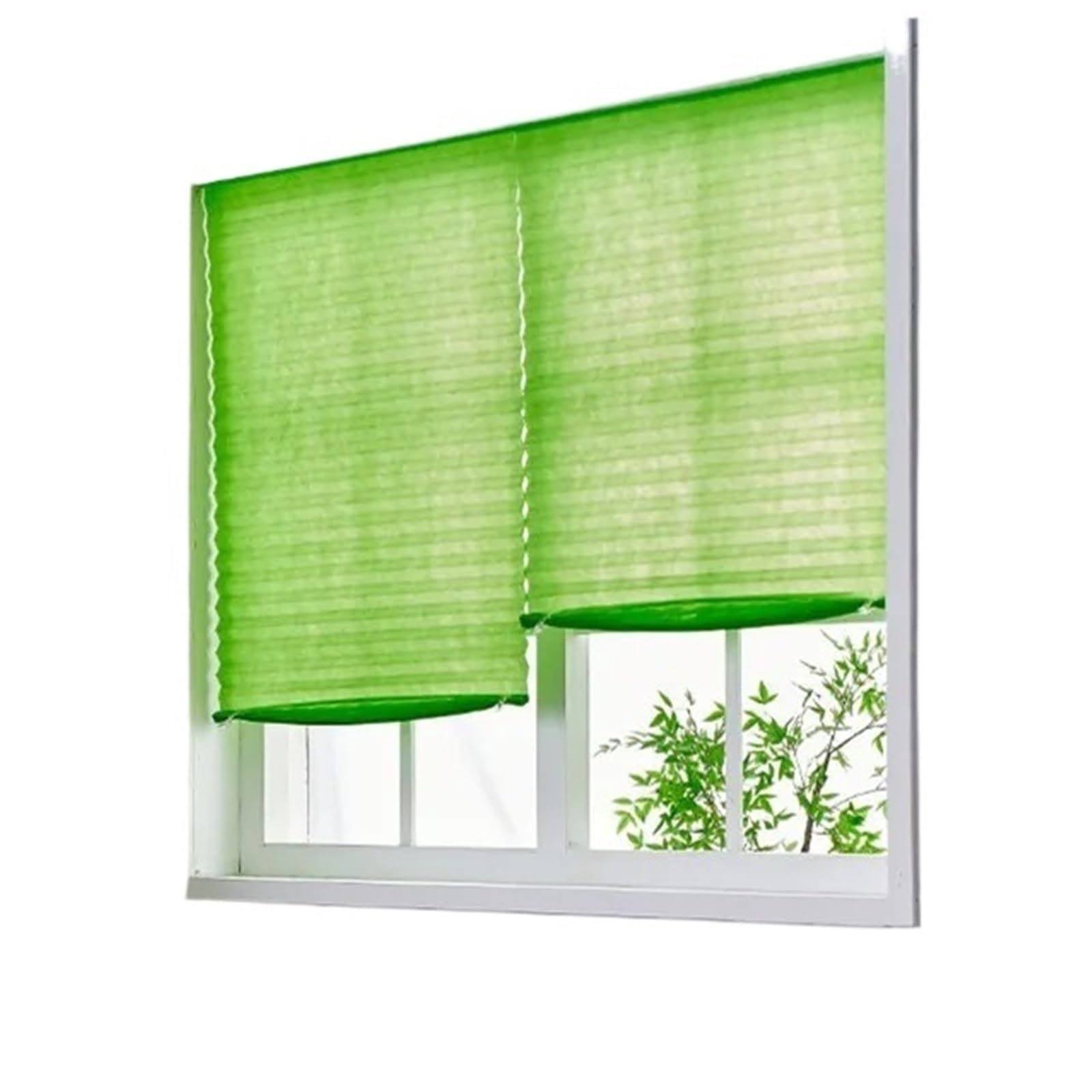 Self Adhesive Blinds Self Adhesive Pleated Blinds For Window Cordless No Drill Fabric Blinds Home Blackout Shades(60x180cm,Semi-shading green)