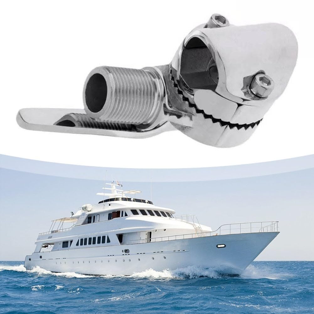 Zoegneer Marine VHF Antenna Mount 316 Acciaio Inox Regolabile Cricchetto Base Per 22-25mm Diametro Antenne Barca Yacht RV Staffa di Montaggio 270 ° 180 ° Angolo