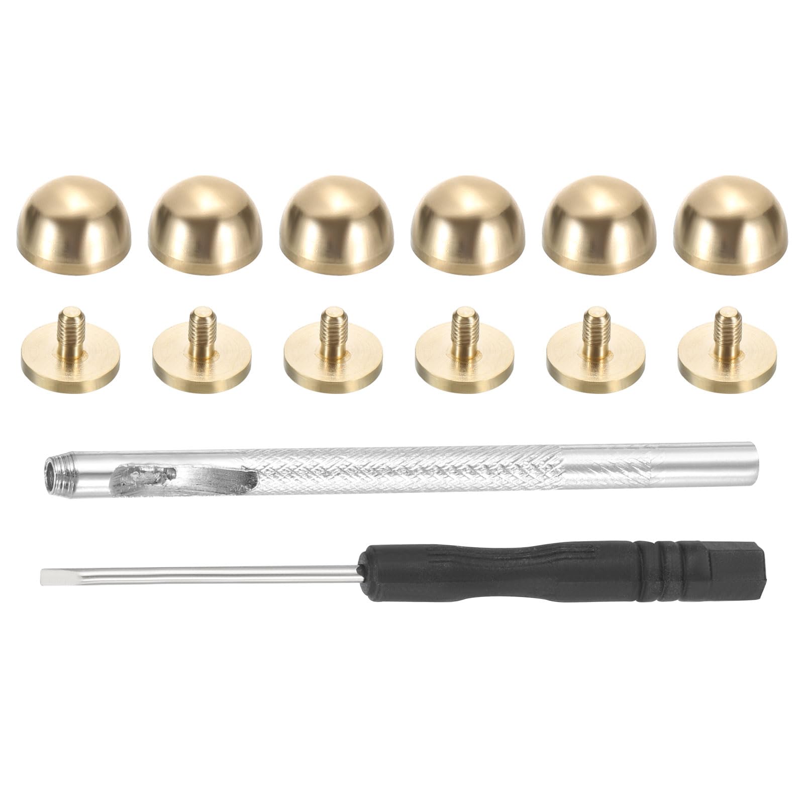 PATIKIL 8.5x10x6mm Spikes for Clothes 6 Set Metal Button Spikes with Punch & Screwdriver Screw Kit Flat Head Rivets Screw DIY Leather Barrel Studs Hardware Trim Craft
