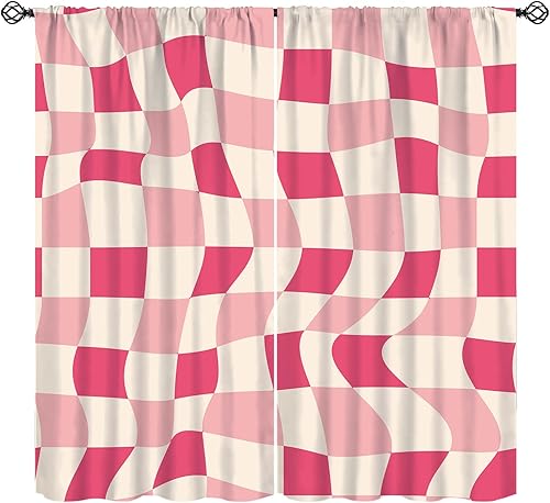 Miniatura 12 de Cortinas florales retro de los años 70, tratamiento de ventana abstracto geométrico hippie floral de mediados de siglo, cortinas con aislamiento