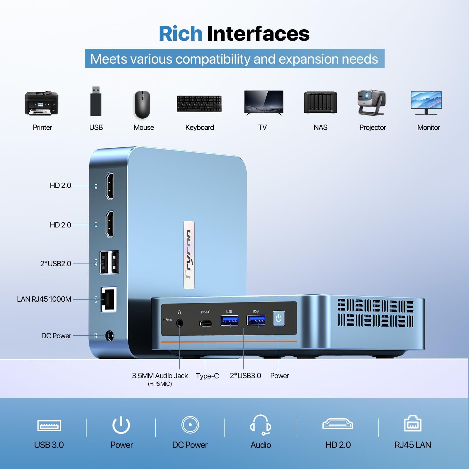 Trycoo Alder Lake N95 Mini PC 8GB DDR4 256GB SSD3347