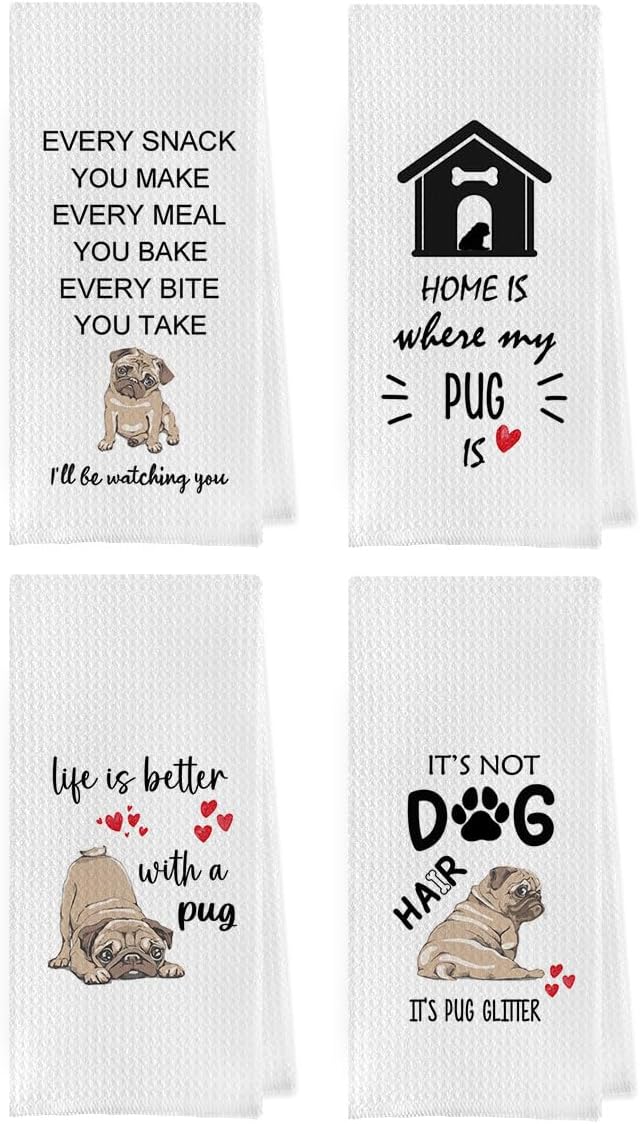 Labrador Retriever Dish Towels Set - Black Lab Gifts Kitchen Towels, Labrador Retriever Gifts Hand Towel, Black Lab Tea Towel (16×24 Inches Set of 4)