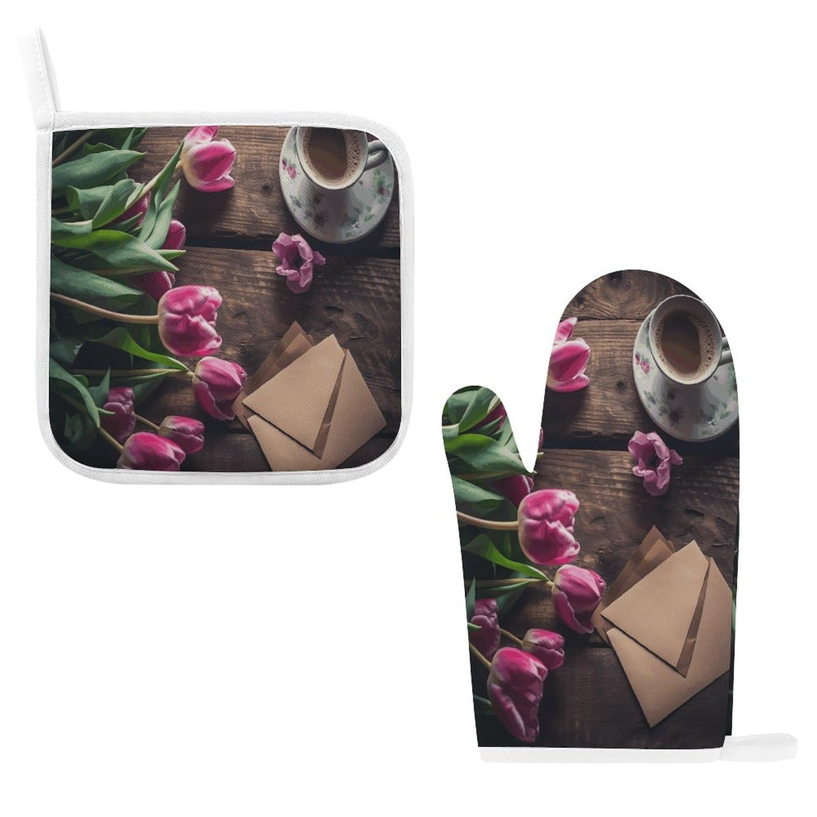 Fodpand Style Flowers And Envelope Oven Mitts And Pot Holders Sets
