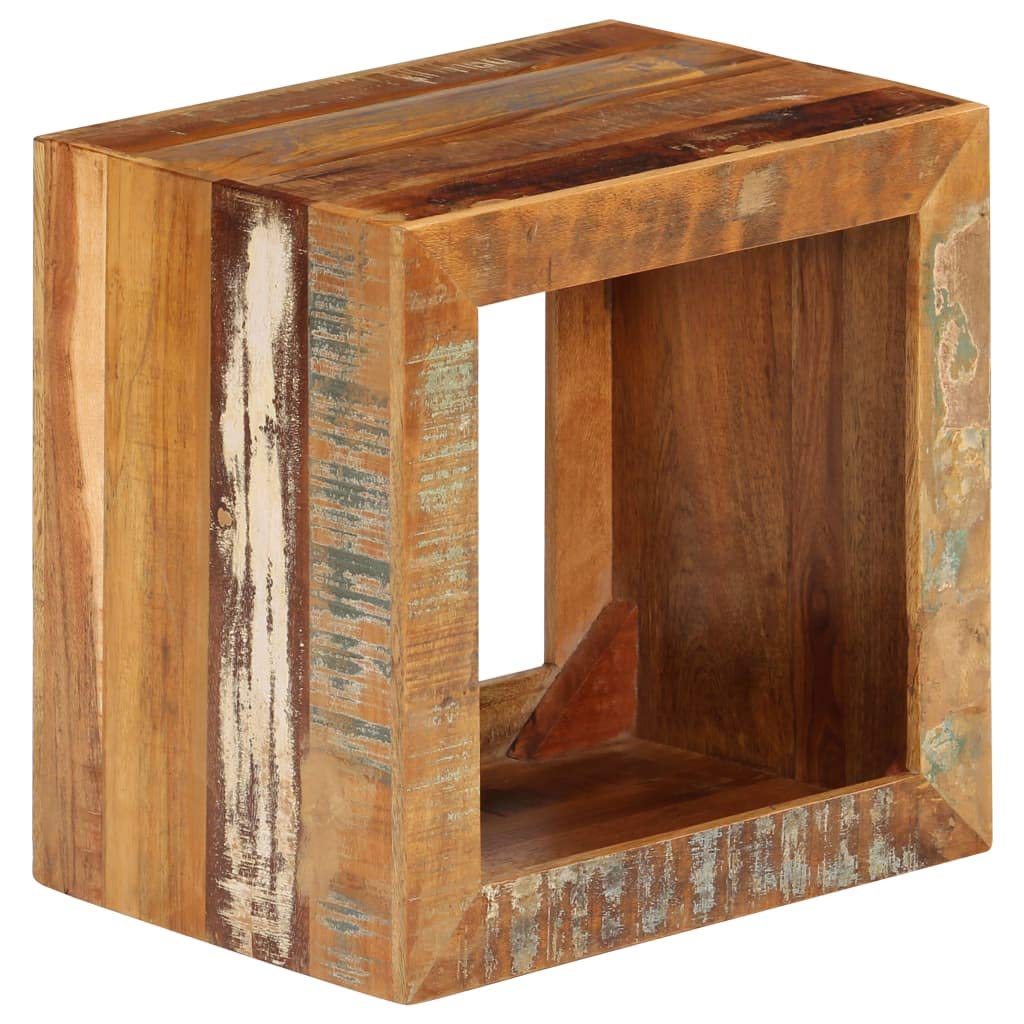 Hocker aus Massivholz 40x30x40 cm Altholz Beistelltisch Rustikal Vintage Couchtisch mit Ablagefach Unikat Massivholzmöbel für Wohnzimmer und Schlafzimmer - Braun