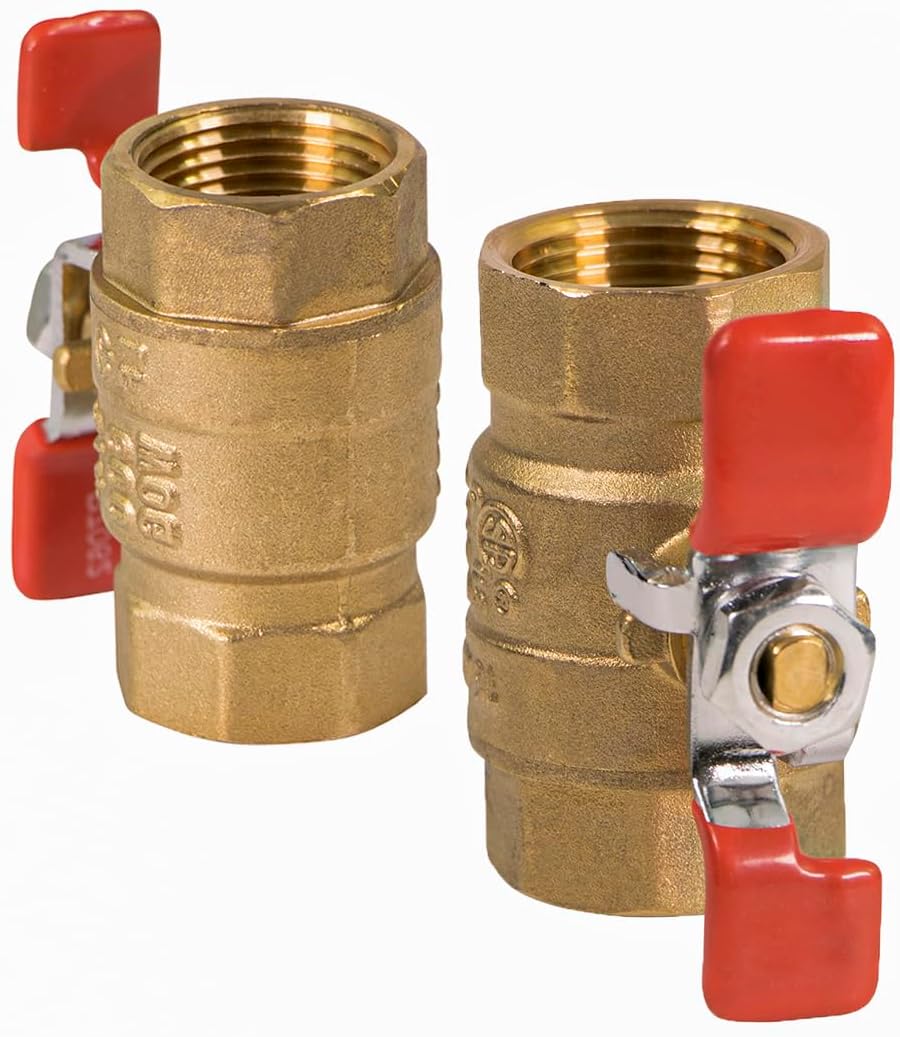 Midline Valve 837T223-NL Premium Full Port Ball Valve with T-Handle Brass, x 1 in. FIP, 1 in. FIP x 1 in. FIP