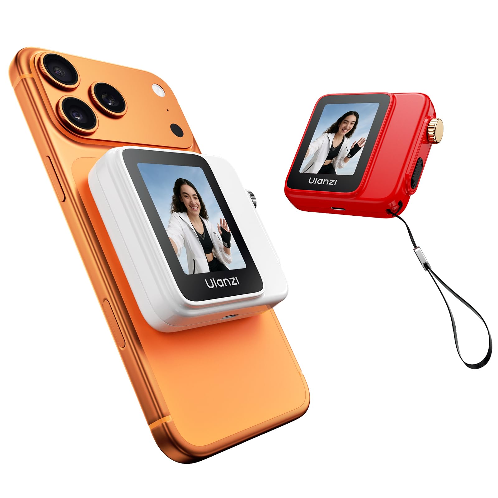 ULANZI VM02 Monitor per Selfie per Smartphone Bianco | Schermo selfie magnetico wireless, Zoom fisico, Batteria da 1000mAh, Compatibile con iPhone 17 16 15 pro Samsung Realme