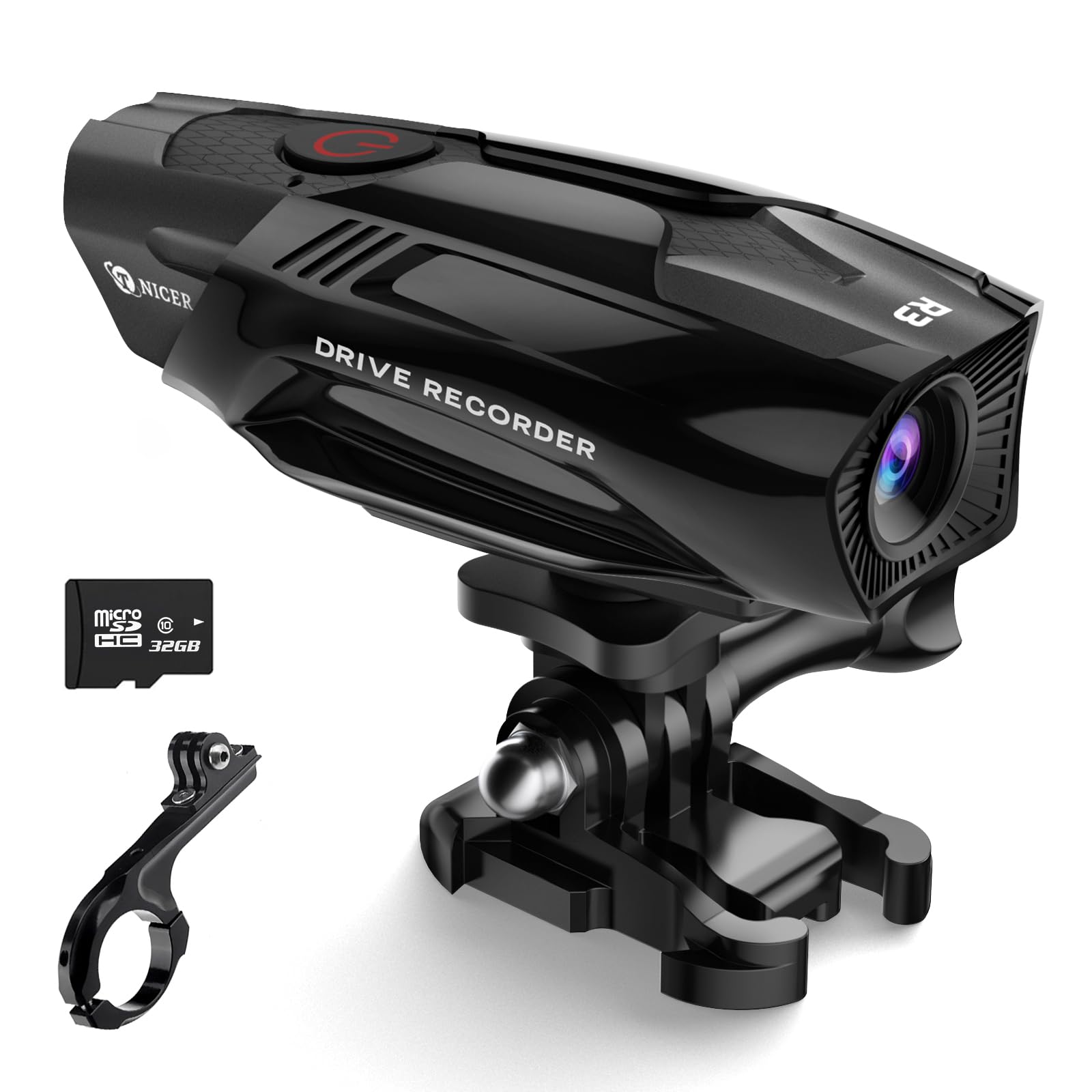 TNICER Motorcycle Helmet Camera, R3 Bike Video Camera,1080P Sports Action Camera, 120deg Wide Angle Camcorder, IP67 Waterproof Dash Cam with 3 Types of Installation and 32G Card