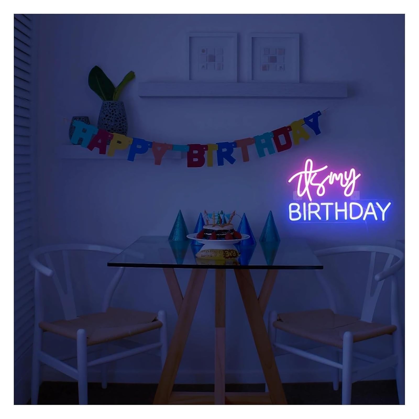 Insegne al neon, insegna luminosa di buon compleanno per decorazioni per feste, interruttore alimentato