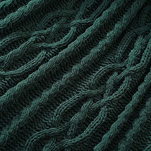 Battilo Dark Green Christmas Throw Blanket For Couch, Woven Chenille Knit Throw Blanket 51" X 67" Super Soft Decorative Textured Blanket For Bed, Sofa And Living Room #TOP2