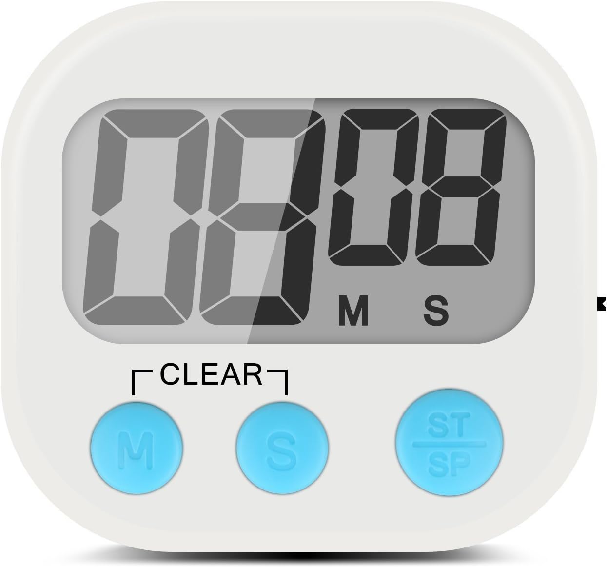 Omnia Stores Digital Timer and Stopwatch, Large LCD Display, Auto Shut Off, Magnetic Back, Table Stand, Hanging Hook, Battery Included