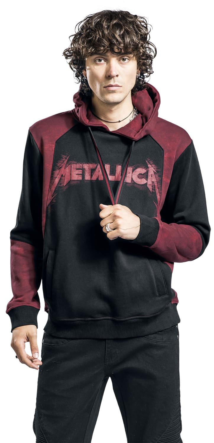 Metallica EMP Signature Collection Uomo Felpa con Cappuccio Nero/Rosso
