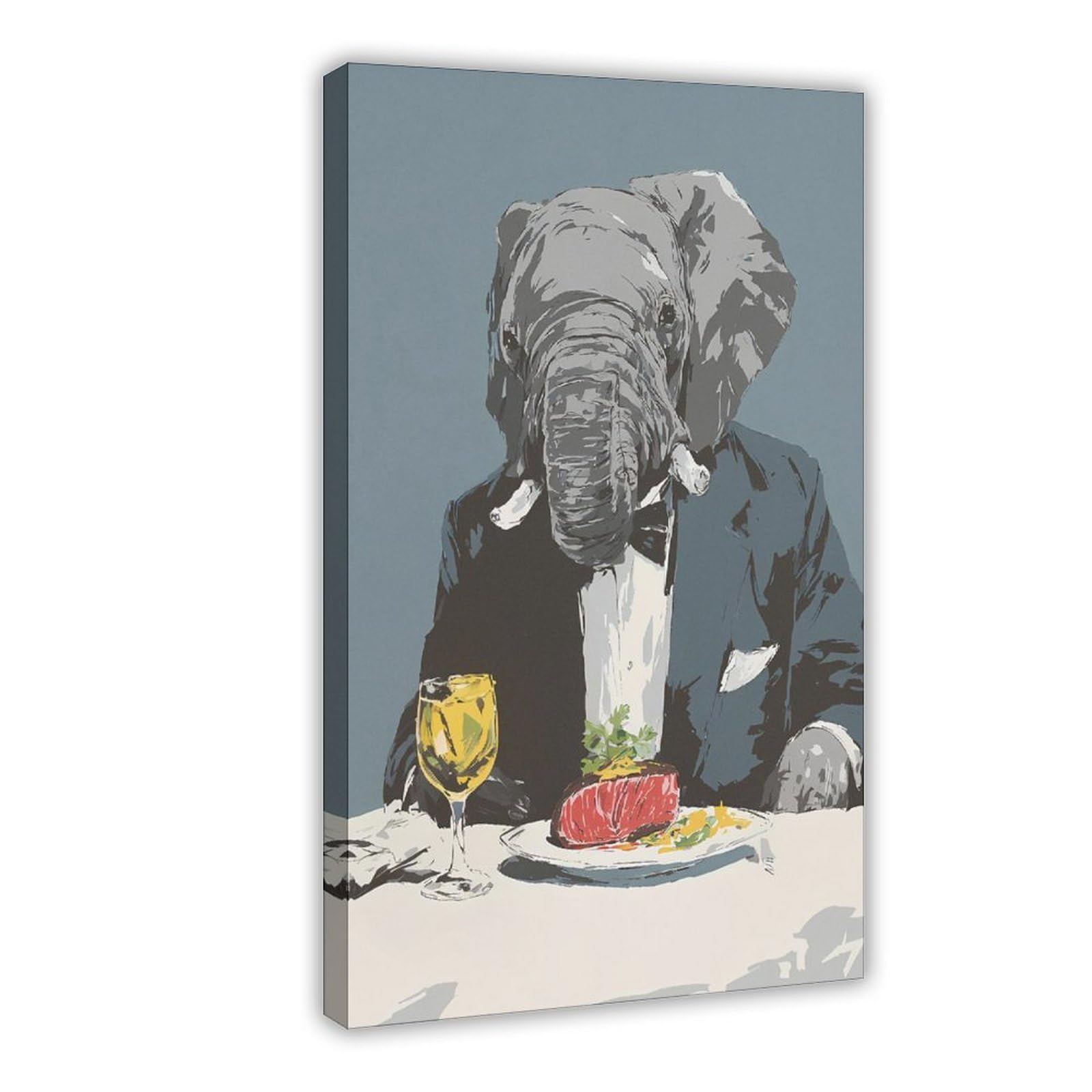 Bareronor Sophisticated Elephant Poster Canvas Poster Bedroom Decor Landscape Office Room Decor Gift 8" L X 12" W