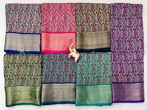 Image of Kashmiri Print Tussar Silk Saree for Women with Unstitched Blouse Piece for All Occasions