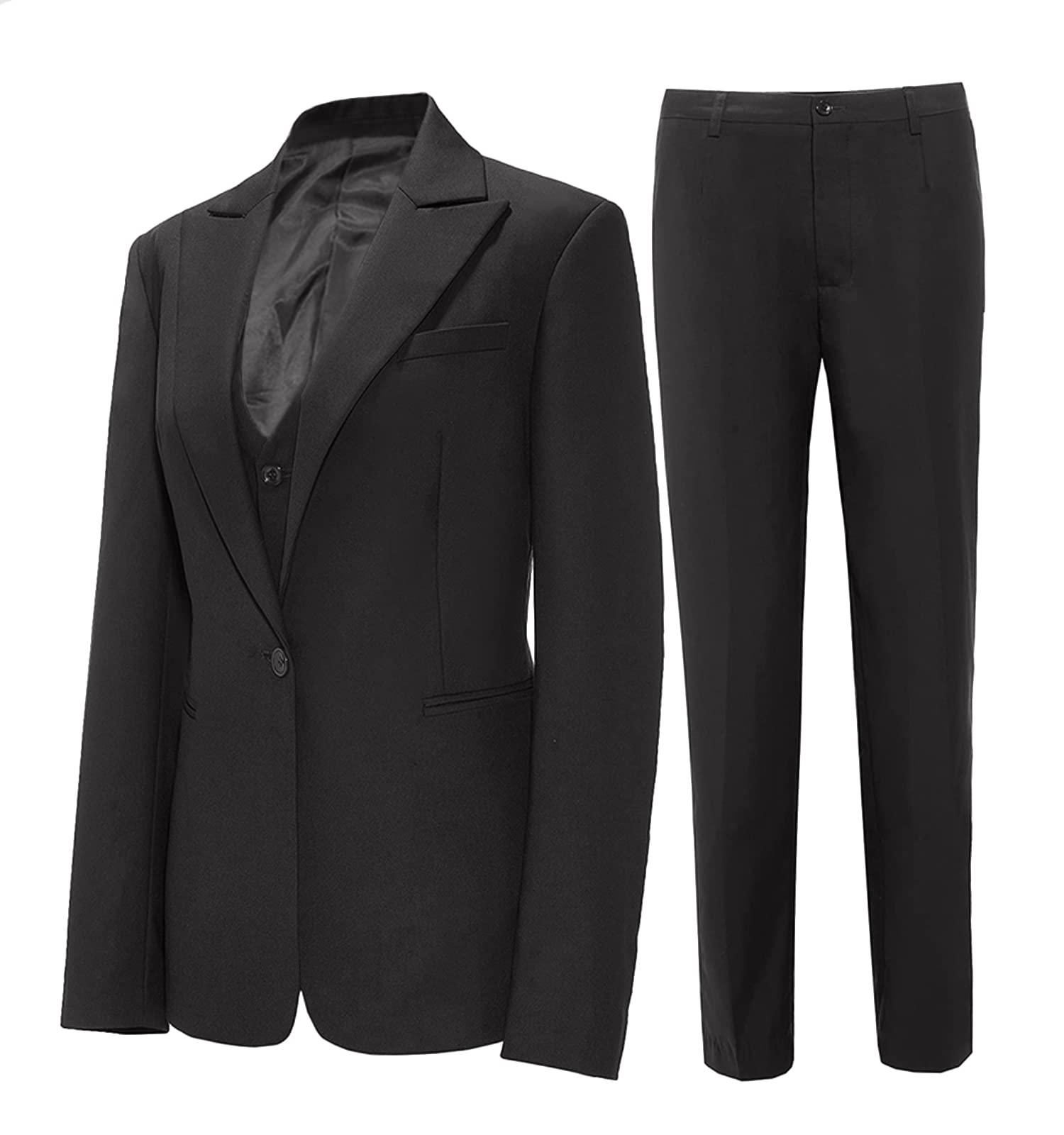 Wemaliyzd Women 3 Piece Suits for Work Professional Solid Blazer Vest Pants