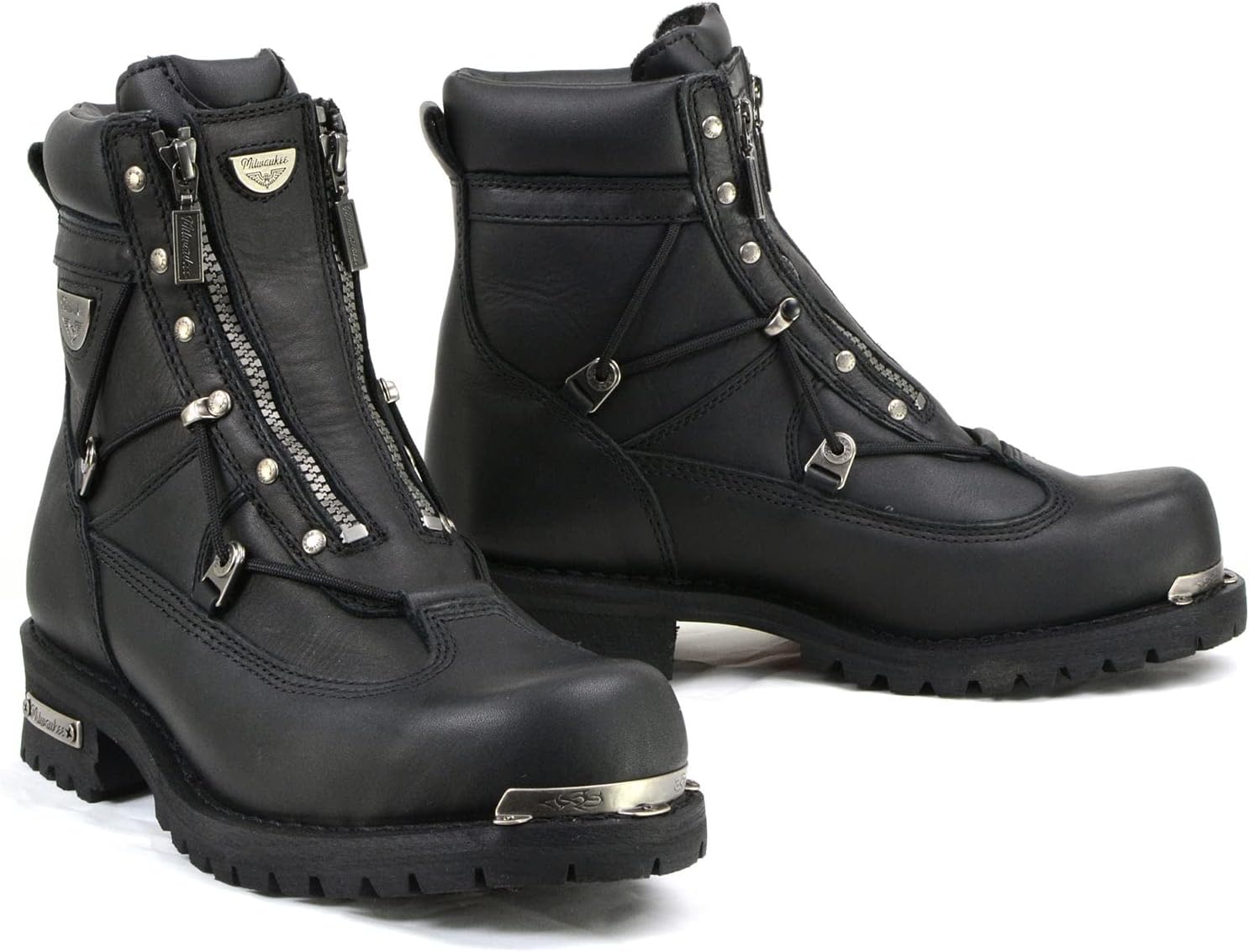 MMCC MB440 Men's Throttle Black Leather Biker Boots - Riding Footwear
