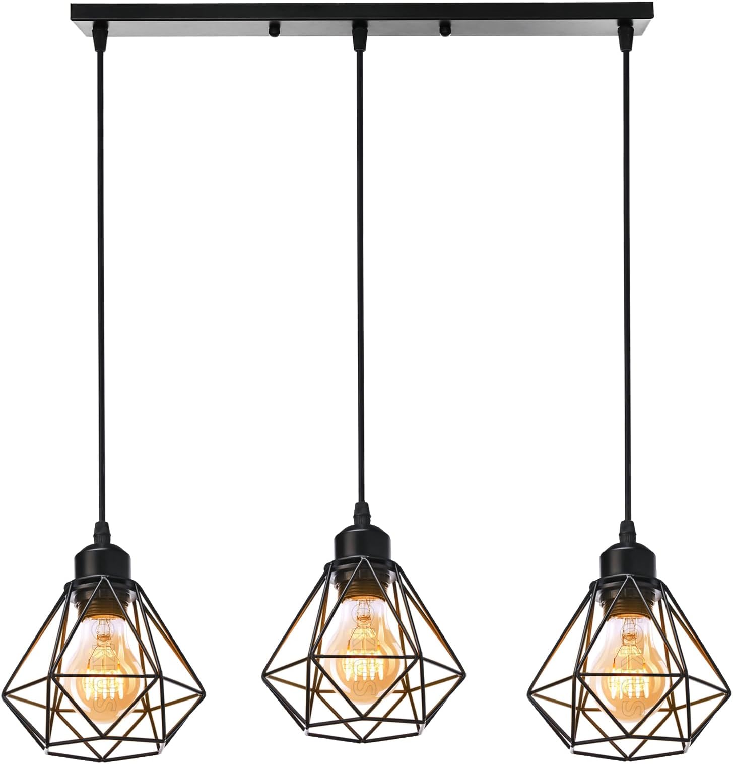 IDEGU Lampe Suspension Luminaire Industriel Vintage,Lustre Abat-jour N Bambou Et Métal Design