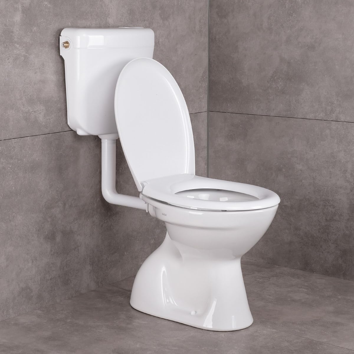 Belvit Inodoro con cisterna completa, color blanco | Fregadero profundo, salida vertical, tapa de cierre suave, cerámica