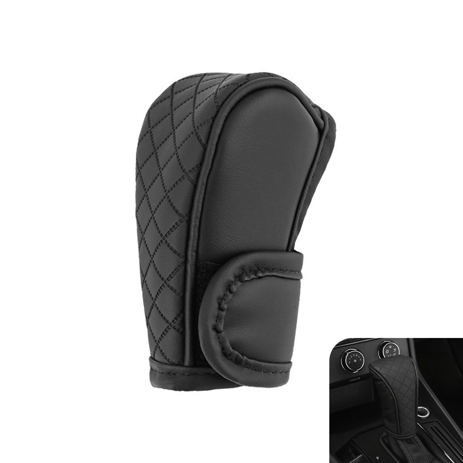 Car Gear Shift Cover, Leather Shifter Cover, Gear Shift Knob Cover for Shift Lever Protection, Universal Car Gear Shift Cover, Car Decoration Accessories (Black)