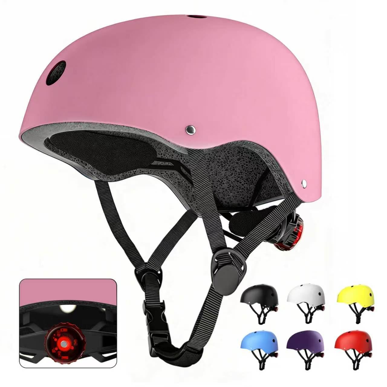 Kids Bike Helmet，Adjustable Multi-Sport Boys & Girls Bicycle Helmet Ages 5 8 12, Kids Helmet Size 51-58cm for Skateboard Scooter Roller Skate (Pink, XS:20.08"-22.05")