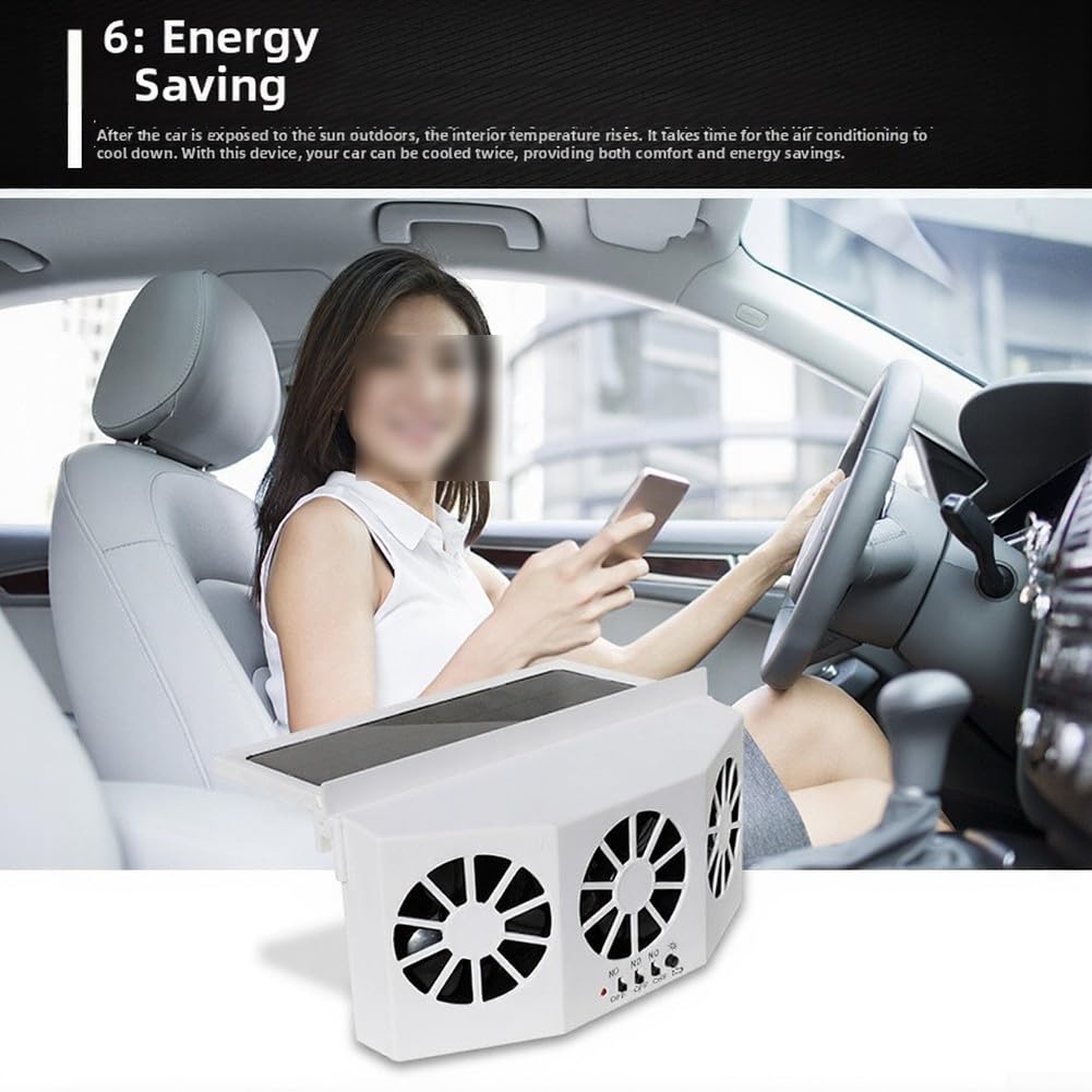 Ventilatore per auto con pannello solare, 24 V, 15 W, circolatore d'aria per raffreddamento interno, riduzione del calore, rimozione tossine, minimizzando lo scarico, nero e bianco, 220 x 65 x 110 mm