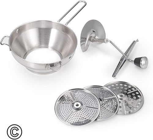Miniatura 2 de Molinillo rotativo de alimentos para papas con 3 discos intercambiables, ideal para hacer puré o sopas de verduras, alimentos para bebés, molinos de