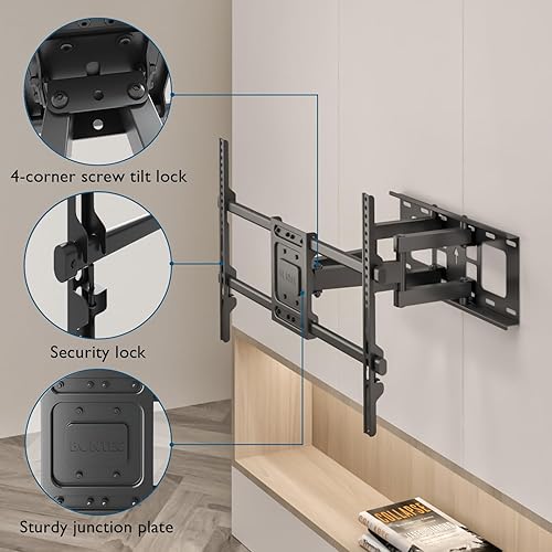 Miniatura 9 de BONTEC Soporte de pared para TV de movimiento completo para televisores de pantalla plana curvada OLED LED LED de 32 a 85 pulgadas, soporte