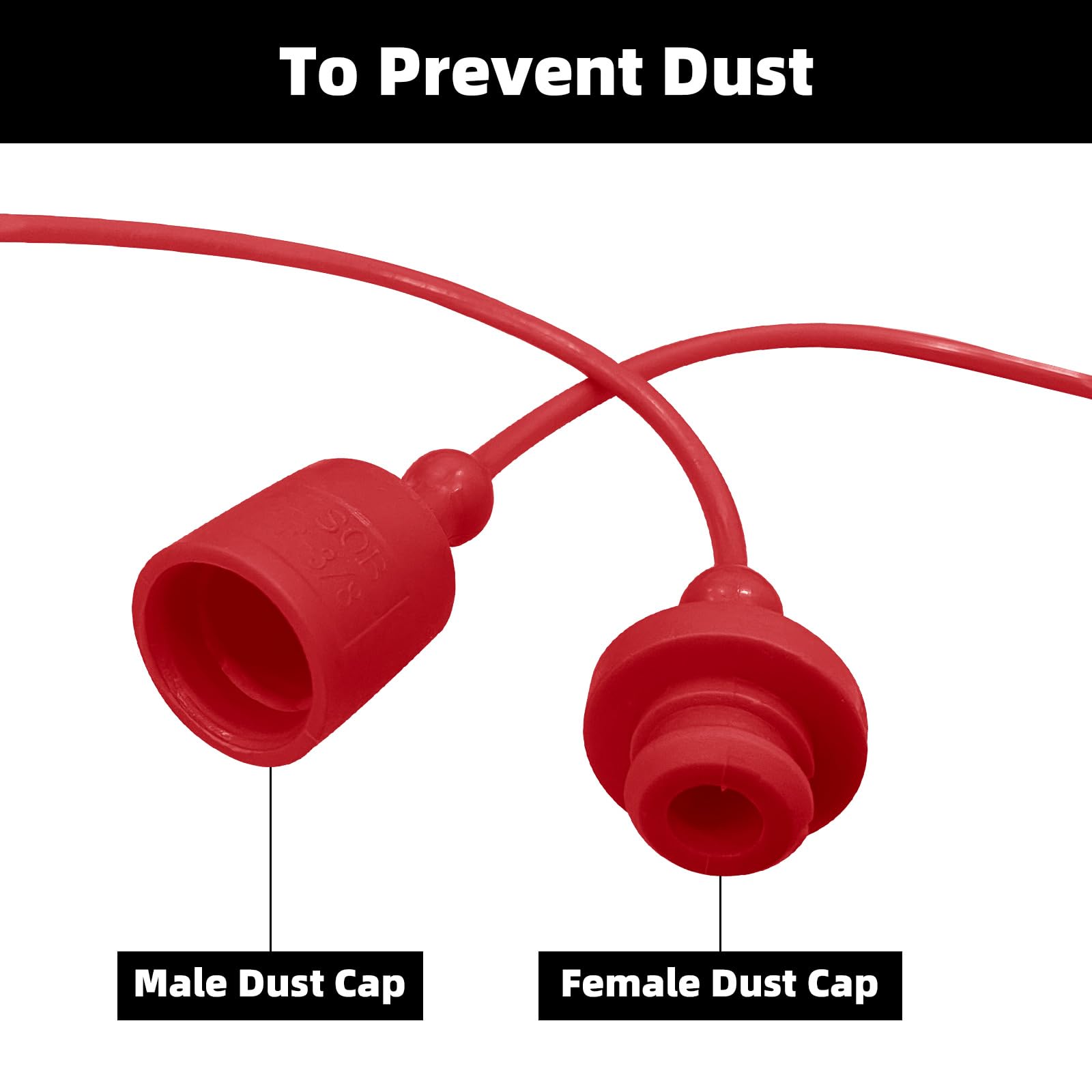 5 Sets Hydraulic Coupler Dust Caps - 1/4", 3/8", 1/2", 3/4", 1" Sizes, ISO 5675 Pioneer Compatible, Red PVC Caps