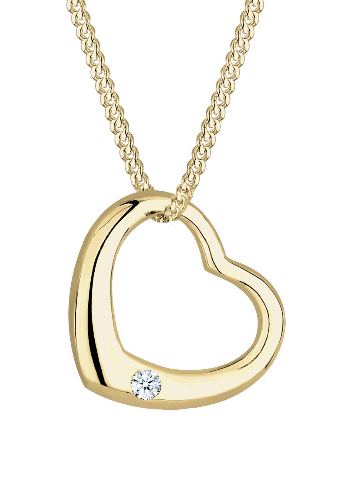 Elli DIAMONDS Halskette Damen Herz Love mit Diamant (0.03 ct.) in 375 Gelbgold