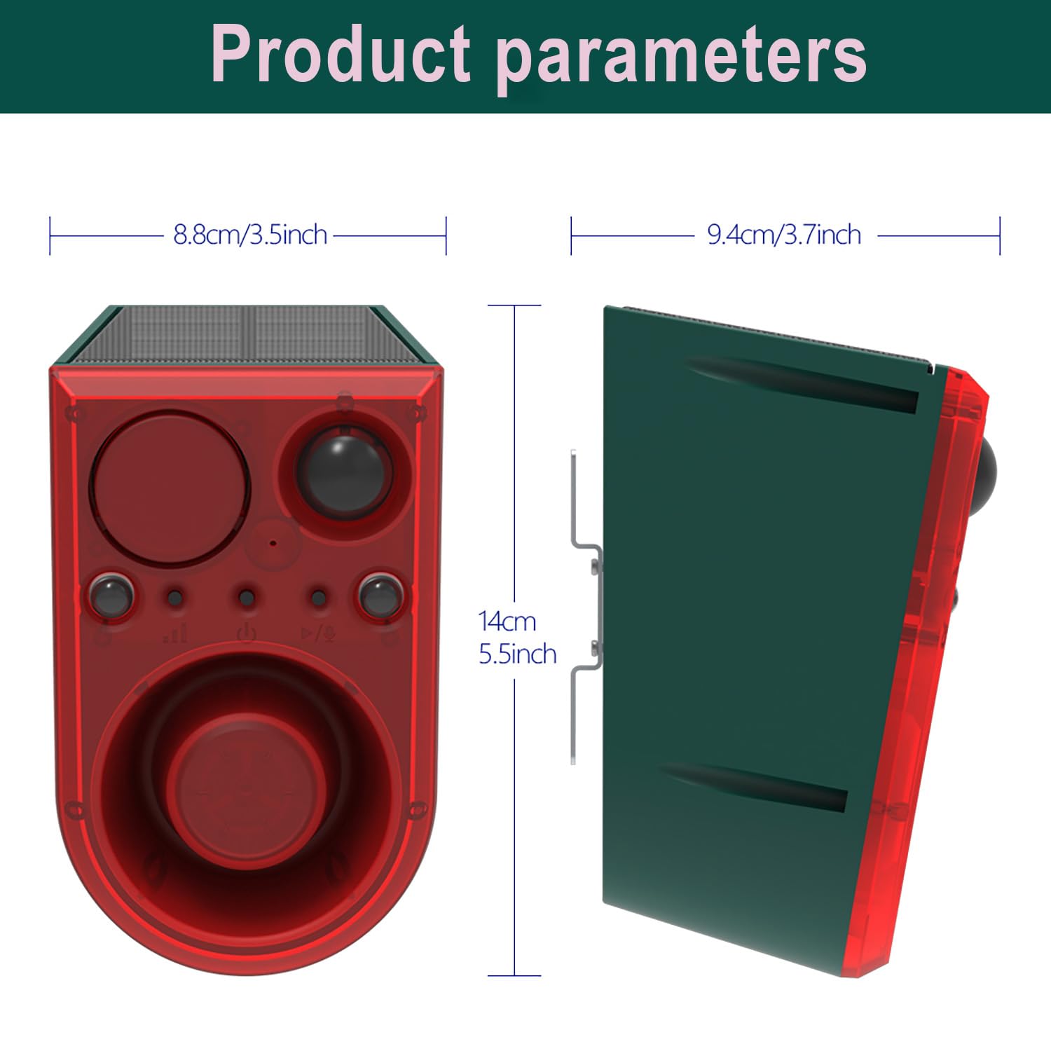 Solar Outdoor Motion Sensor Alarm, 130dB rotes und blaues blinkendes Sicherheitslicht mit Fernbedienung, 13 Sounds und Aufnahmen angepasst, um Eindringlinge abzuhalten (2 Stück)