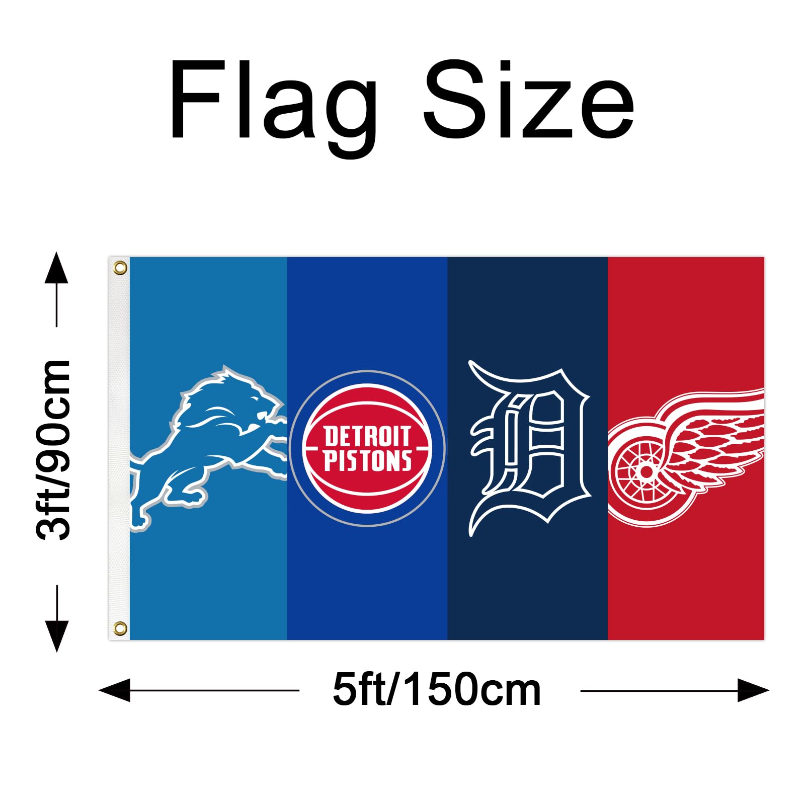 TisTm Detroit Four Team Flag 3x5 feet Basketball Team Flags Holiday Party Sports Yard Indoor Outdoor Decoration Fans Gift