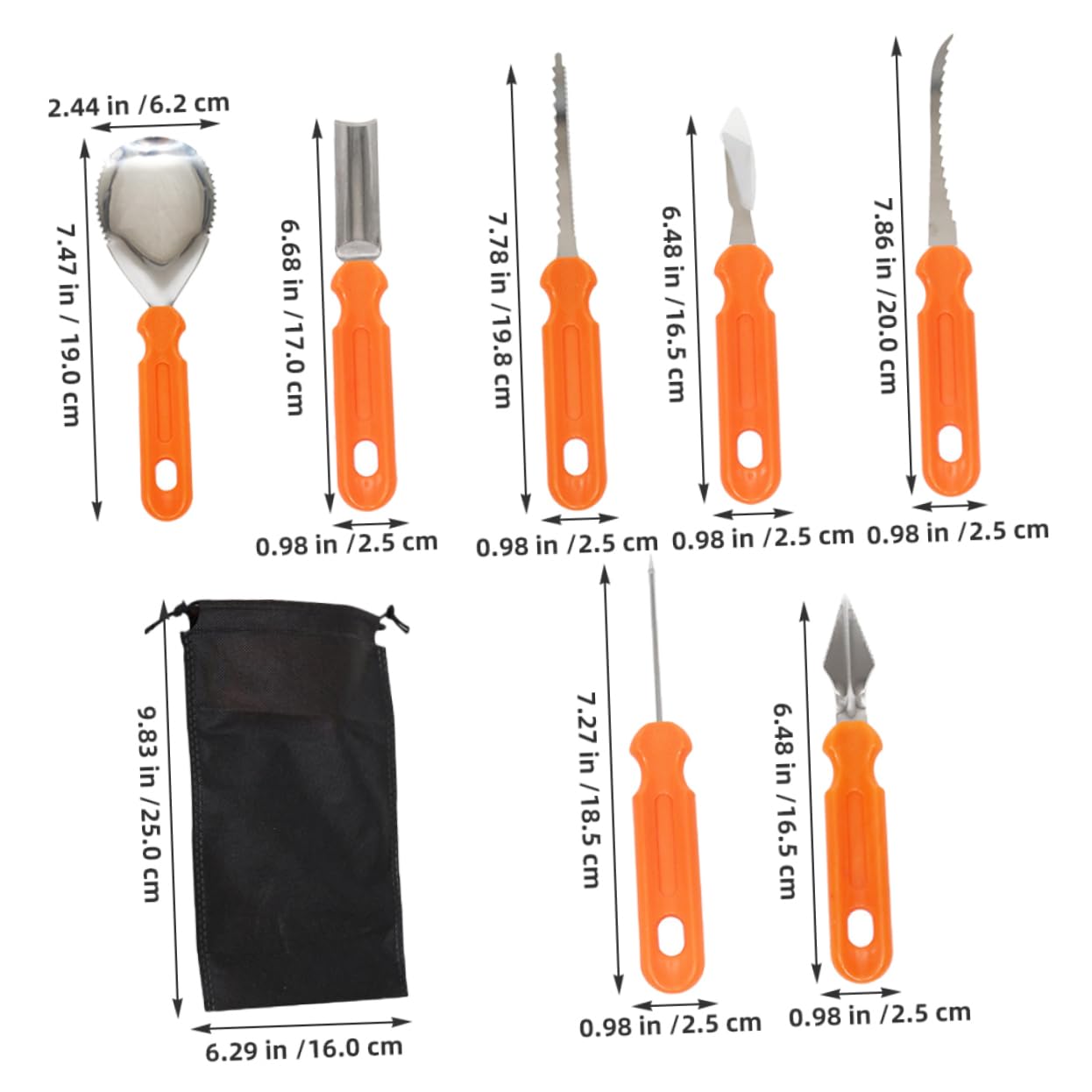 ARTIBETTER 7 Pcs Stainless Steel Pumpkin Carving Kit with Storage Bag Creative Tools for Halloween Decoration Sculpting Fruits Vegetables for Festive Gatherings and Parties