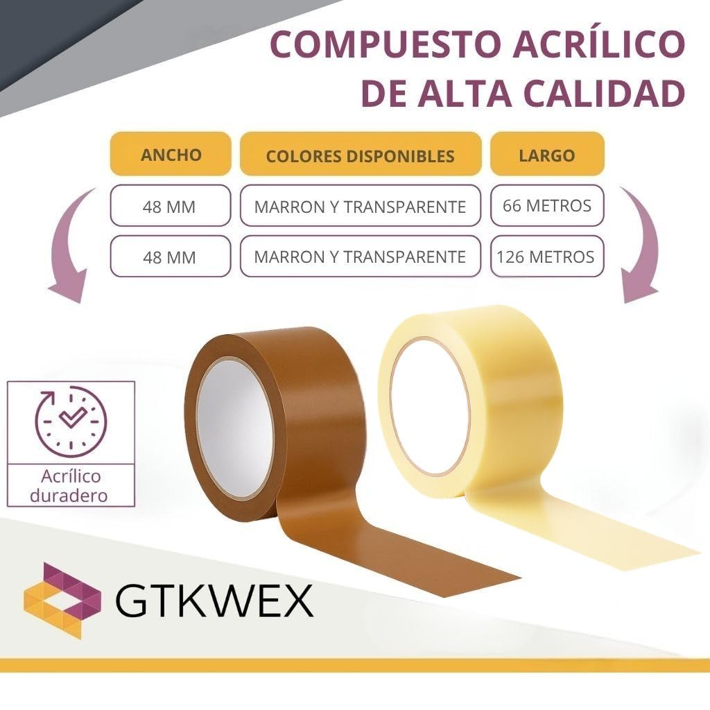 PACK 36 CINTA ADHESIVA DE EMBALAR PROFESIONAL 48MM – CINTA PRECINTO DE EMBALAJE | RESISTENTE AL DESGARRO |ALTA ADHESIÓN PARA CAJAS DE MUDANZA, ENVÍOS Y EMBALAJES. (36, TRANSPARENTE, 126 MTS)