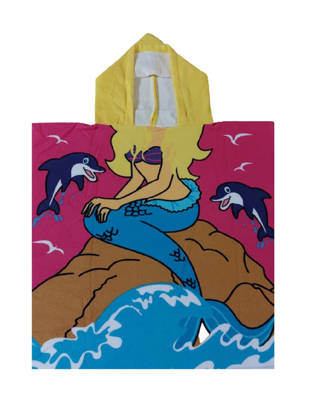 Palgrave Ltd Mermaid Poncho Towel Children's Mermaid Shark Beach Bath Towel With Hooded Poncho (Mermaid Poncho Towel)