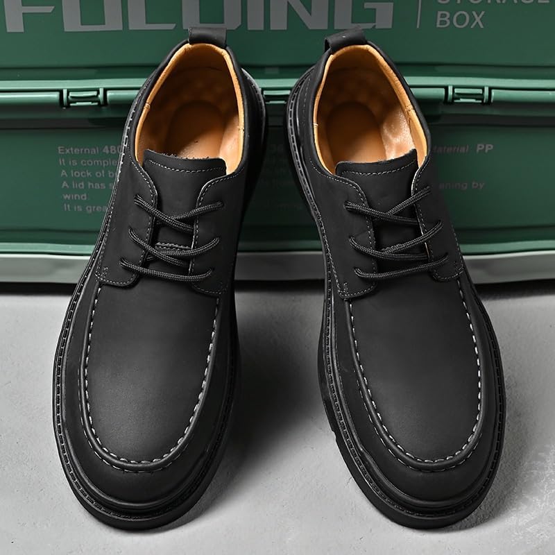 HBJWOV Men's Outdoor Thick-Soled Lace-up Casual Shoes Versatile Fashionable Oxford Men Comfortable Low-top Flat-Heeled for Travel Shopping Driving