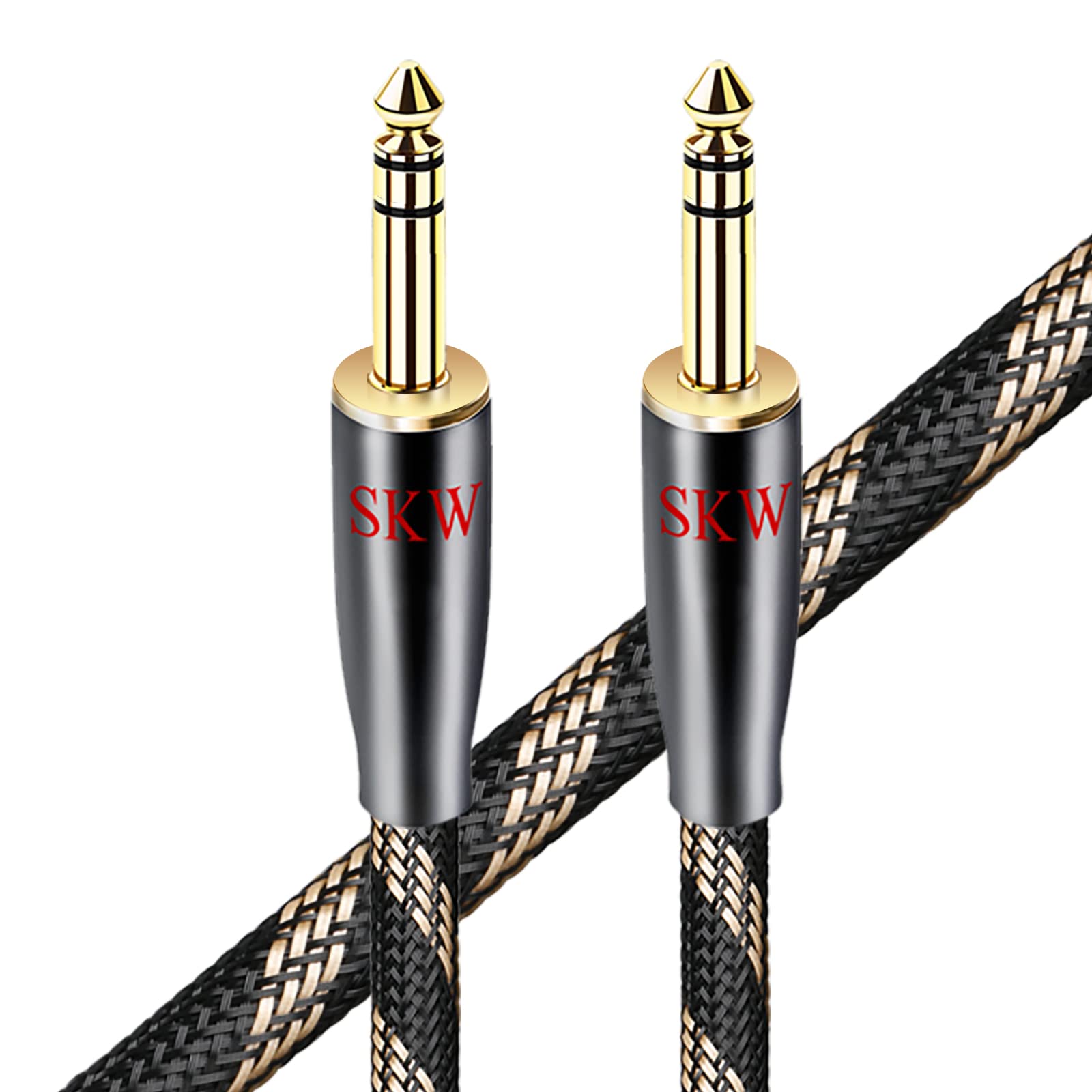 SKW 6.35mm Instrumentenkabel Stereo, hochreines Kupfer 6.35mm Klinke auf 6.35mm Klinke Gitarre Kabel für Gitarre, Soundkarte, Verstärker, Mischpult, Aktivlautsprecher - 10m