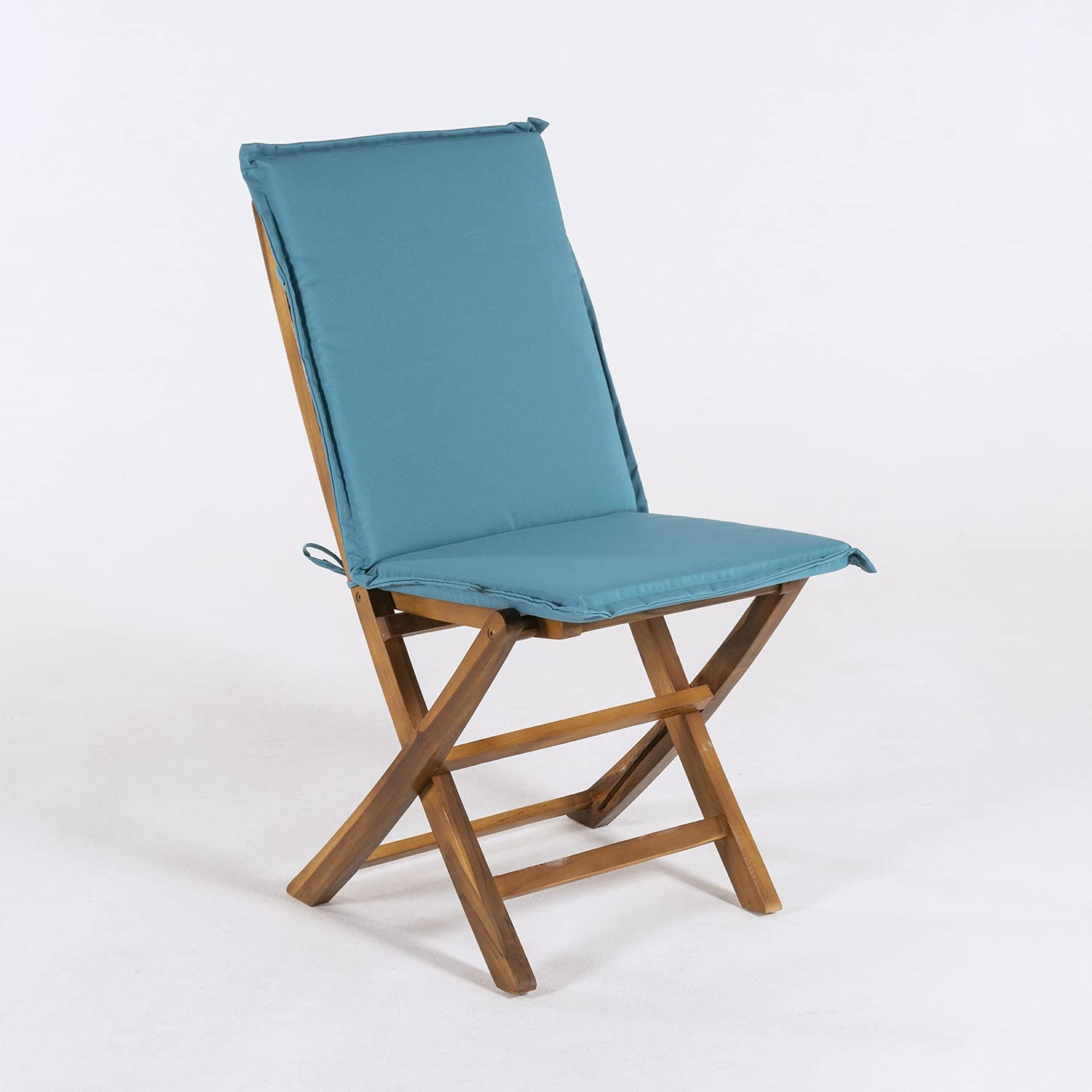 Pack 2 Cojines para sillón de jardín reclinable estándar Color Turquesa, Medidas 92x42x4 cm, Repelente al Agua, Desenfundable, Funda de cojín con Relleno para sillas de terraza, Cojines Silla Comedor