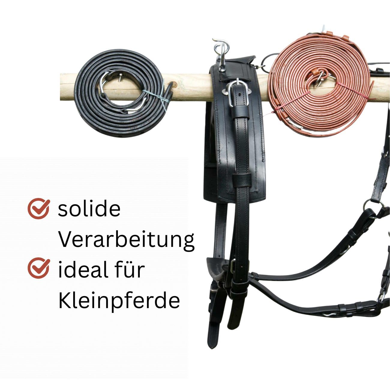 AMKA Einspänner Geschirr aus Leder, Shetty