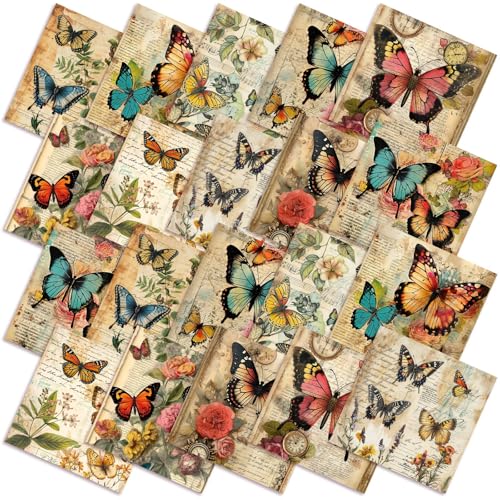 Hahafelt 10 Pcs Vintage Butterfly Fat Quarters Fabric Bundles 20