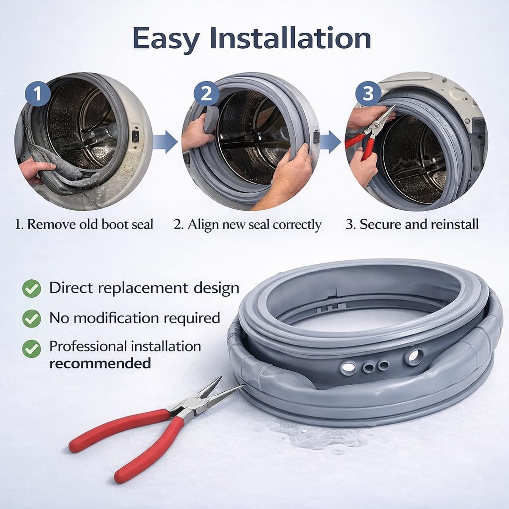 MDS47123608 WM8100HVA Washer Door Boot Gasket Seal Parts Compatible with LG Kenmore Washing Machine WM8000HVA/HWA, WM4070HVA/HWA,WM4270HWA