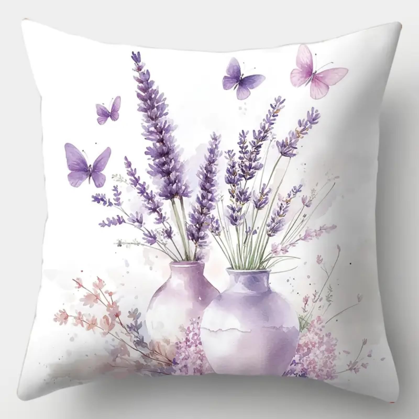 ANSIWEIGO DIY Cushion Making Kit,Latch Hook Set with Lavender Butterfly Design,Complete Craft Kit for Beginners & Hobbyists,Includes Tools & Instructions,43x43 cm
