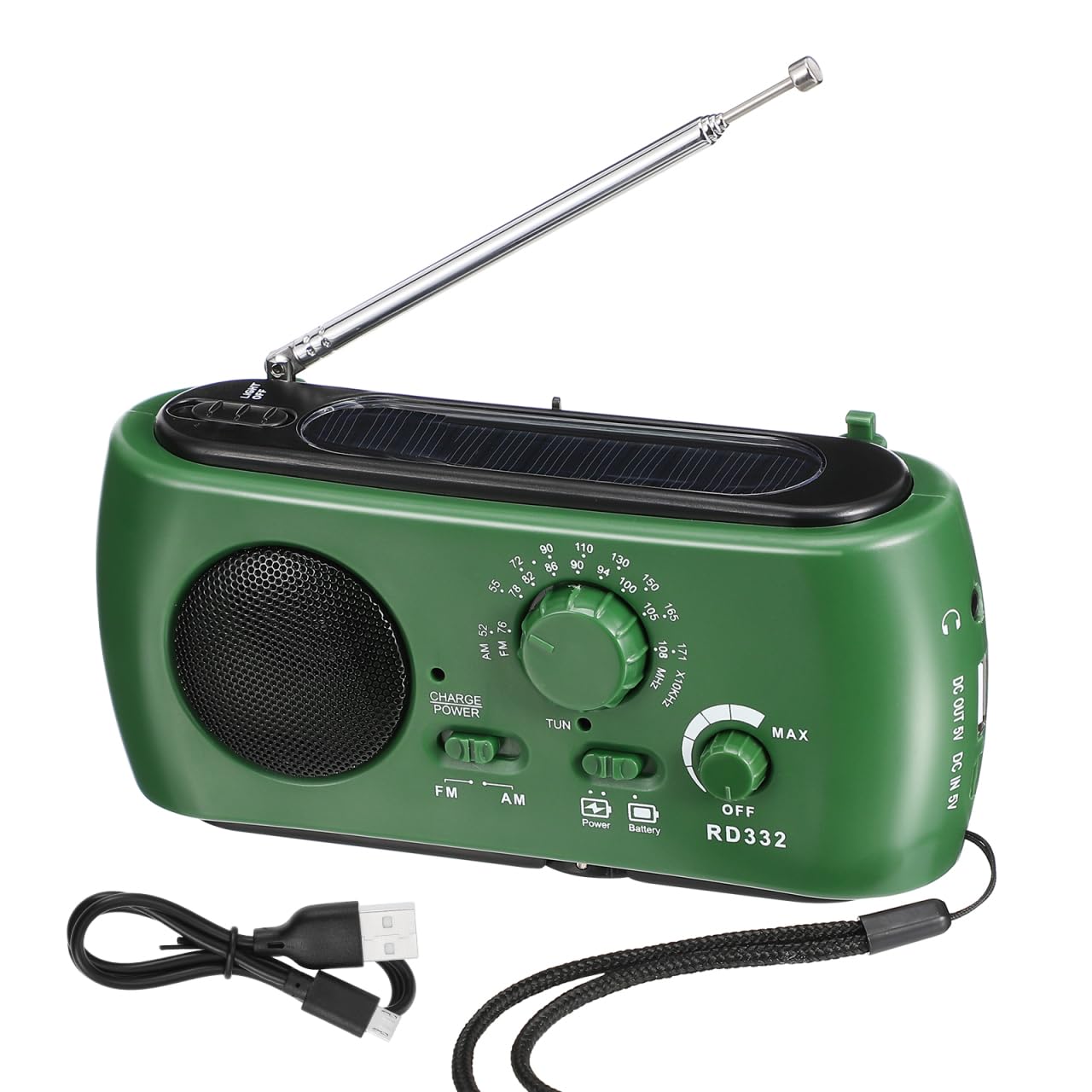 Radio De Emergencia Solar Portátil con Linterna Y Cargador USB Manivela De Mano FM Am para Camping Y Supervivencia