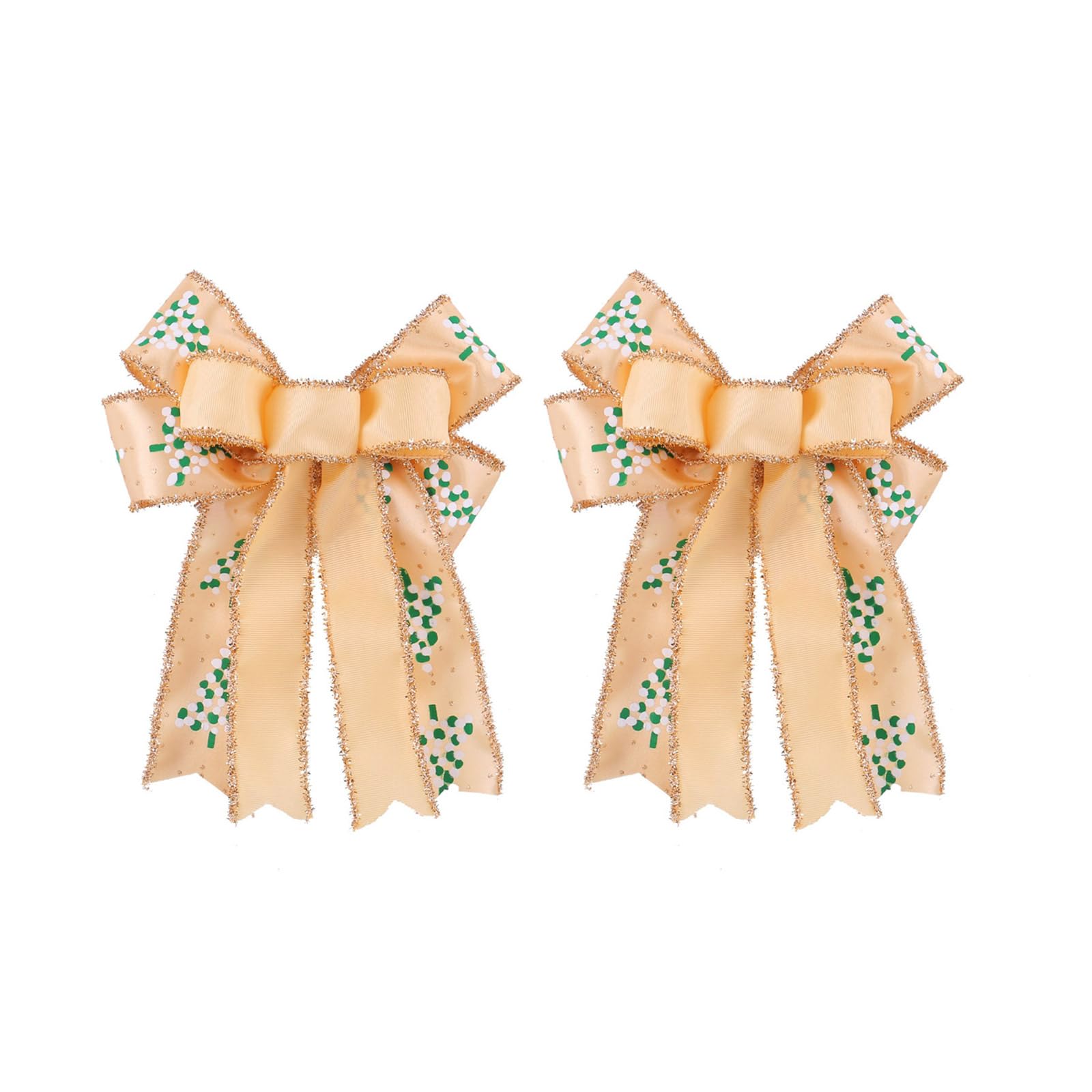 Buxuaaaa Sturdy Polyester Christmas Bowknot Elegant Bowknot Decoration with Christmas Pattern for Door Window and Wall Double Layer Ribbon