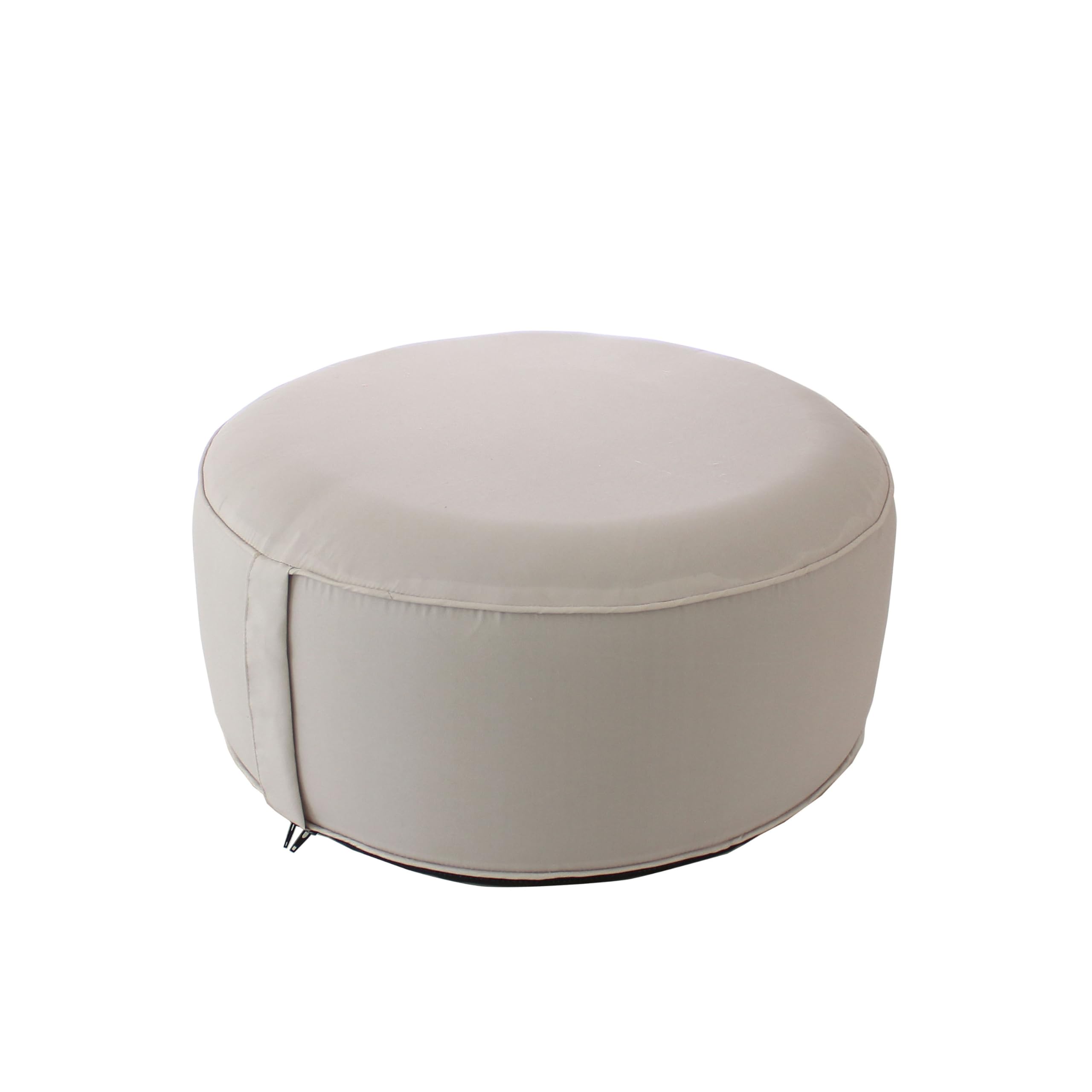 ED ENJOY HOME Pouf d'extérieur Rond Gonflable, Beige Naturel, 55x55cm, avec Housse Collection Jardin Costa