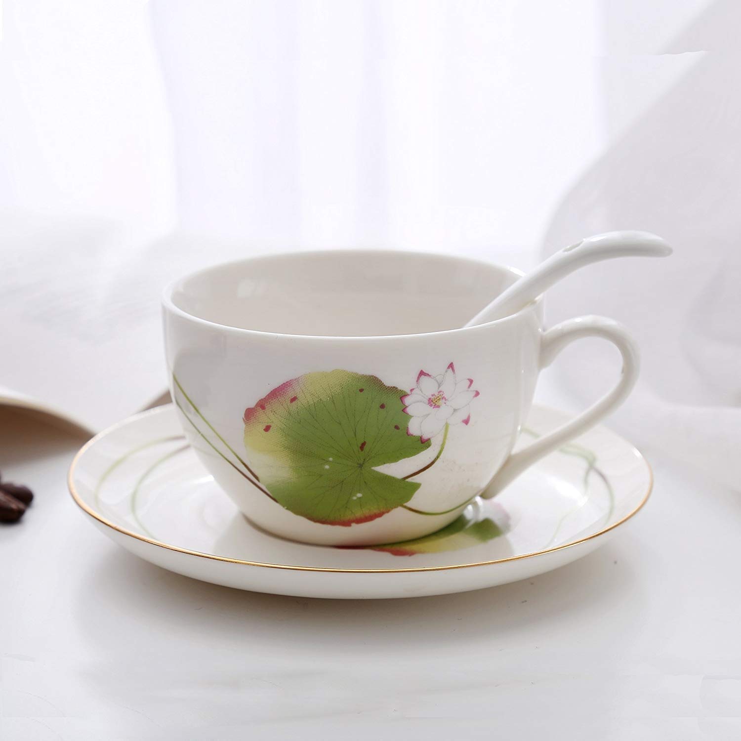 Set da tè da 10 Pezzi, Servizio da caffè, Set da tè Europeo Pastorale in Oro Placcato, Set di Tazze da caffè in Ceramica Bone China con teiera riscaldata, per Ragazze, re,